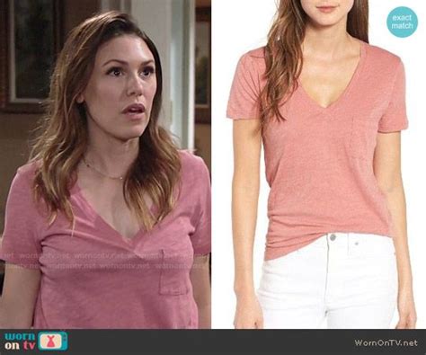 Chloes Pink V Neck Tee On The Young And The Restless V Neck Tee V Neck Tees