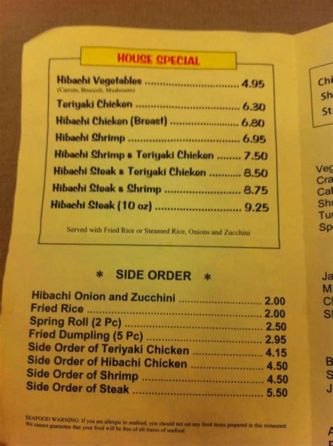 Menu at Miyabi Jr. Express restaurant, Jacksonville