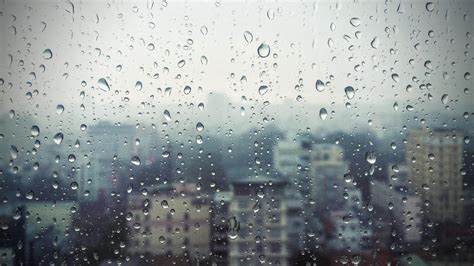Wallpaper Rain Window Glass Buildings Drops Hd