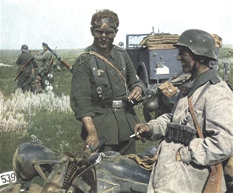 German Motorcycle Troops Of The Großdeutschland Division Full Of Dust