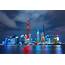 Night Skyline With Bright Lights In Shanghai China Image  Free Stock