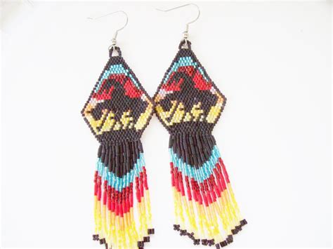 Native American Style Dangle Beaded Earrings