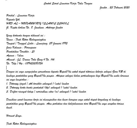 12+ Contoh Surat Lamaran Kerja yang Benar, Simple dan ...