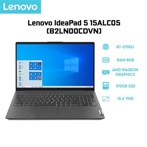 Laptop Lenovo IdeaPad 5 15ALC05 R7 5700U 8GB 512GB AMD Radeon Graphics