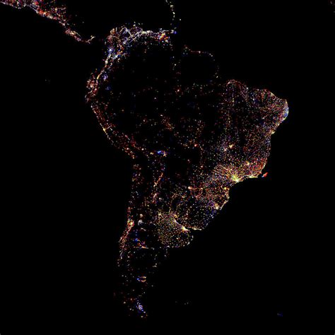 South America At Night Photograph By Noaascience Photo Library Fine
