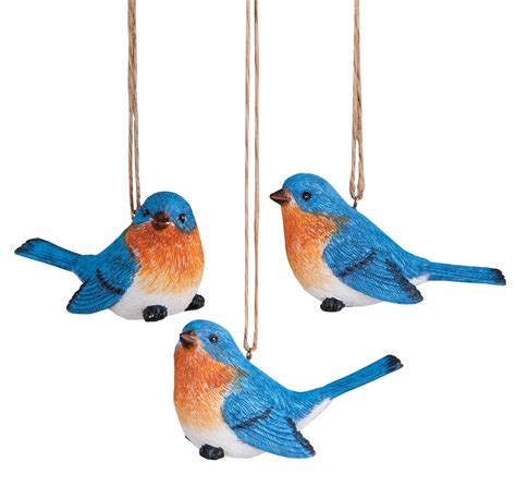 Bluebirds Backyard Songbirds Christmas Holiday Ornaments Set Of 3