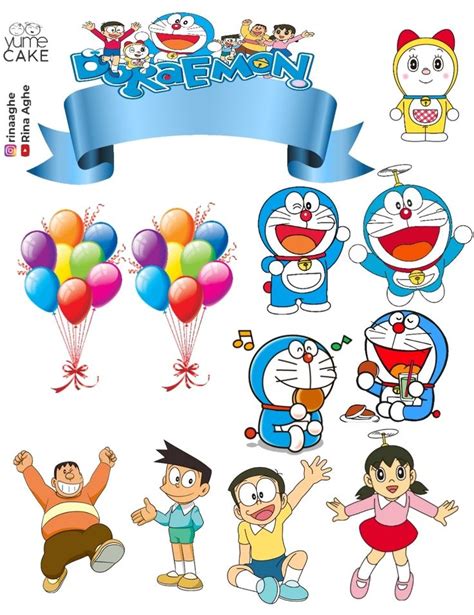 Doraemon Topper Printable With Nobita Shizuka Giant Suneo Di 2021