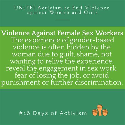 16 Days Of Activism Gender Based Violence Against Sex Workers World Federation Against Drugs