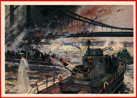 49855 Захват Венского моста Австрия Вторая мировая война катер корабль