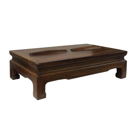 Brown Rosewood Simple Oriental Rectangular Rolling Bar Footrest Table