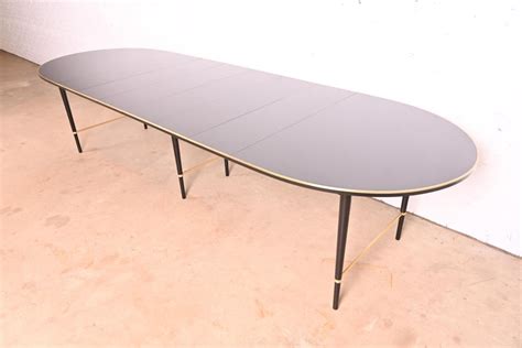 Paul Mccobb Connoisseur Collection Black Lacquer And Brass Dining Table For Sale At 1stdibs