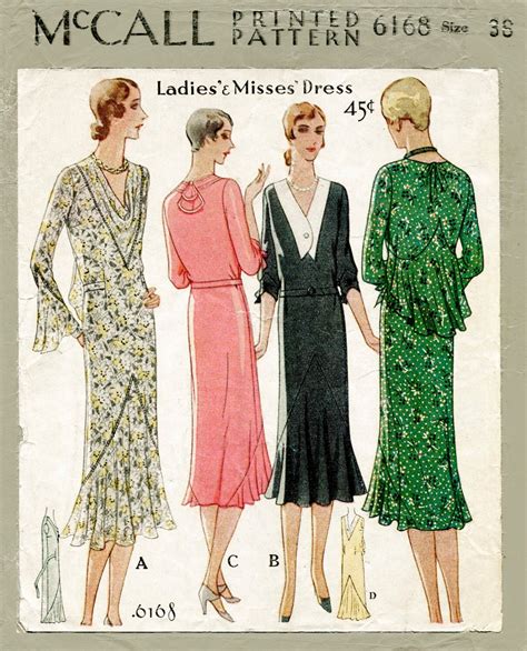 1930s 30s Dress Sewing Pattern Afternoon Tea Dress Bias Cut