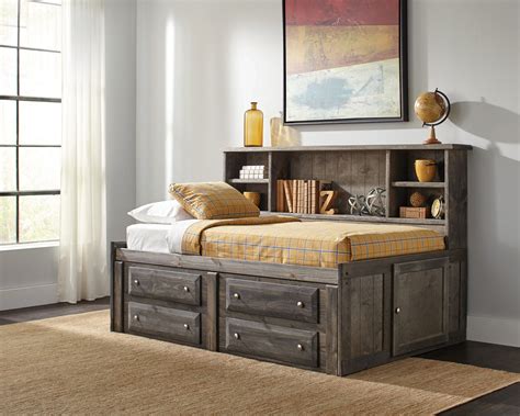Full over twin & twin bunk bed, triple bunk beds with drawers and guardrails,wooden bunk beds with storage for kids, teens, adults (gray with drawers) 4.1 out of 5 stars. Sideways Storage Bookcase Bed - Solid Pine - Twin Or Full Size