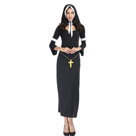 New Arrival Arab Clothing Black Sexy Catholic Monk Cosplay Dress Halloween Costumes Nun Costume