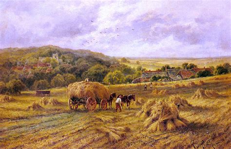 Harvest Time Lambourne Berks By Henry Hillier Parker Hand Painted