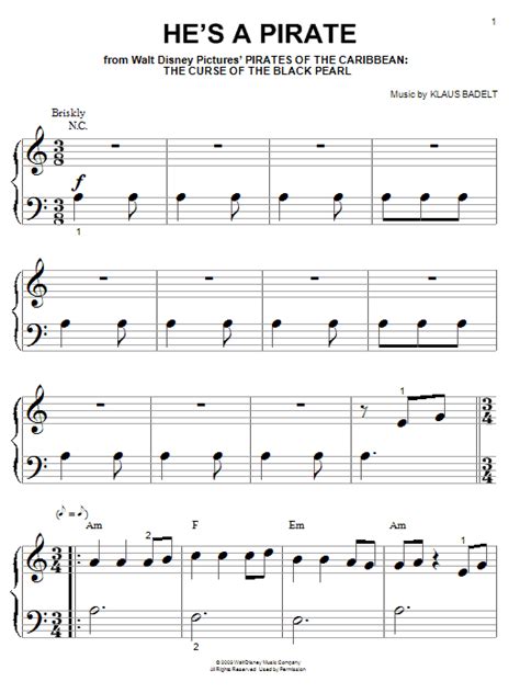 Print and download pirates of the caribbean sheet music by jarrod radnich arranged for piano. He's A Pirate (from Pirates Of The Caribbean: The Curse Of The Black Pearl) noten von Klaus ...
