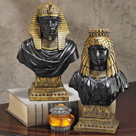 Egyptian Royalty 2 Piece King Rameses Ii And Queen Nefertari Bust Set