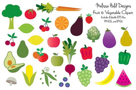 Fruits And Vegetables Clipart 151369 Illustrations Design Bundles