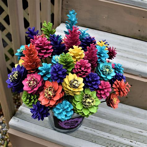 One Dozen Summer Splash Pinecone Flowers Pinecone Flowers Etsy