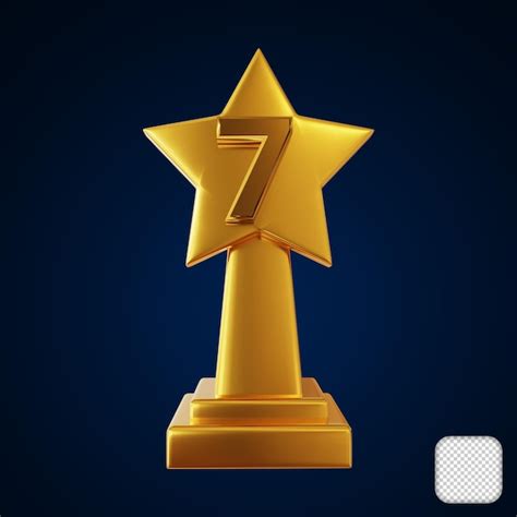 Premium Psd Number 7 Gold Star Award 3d Illustration