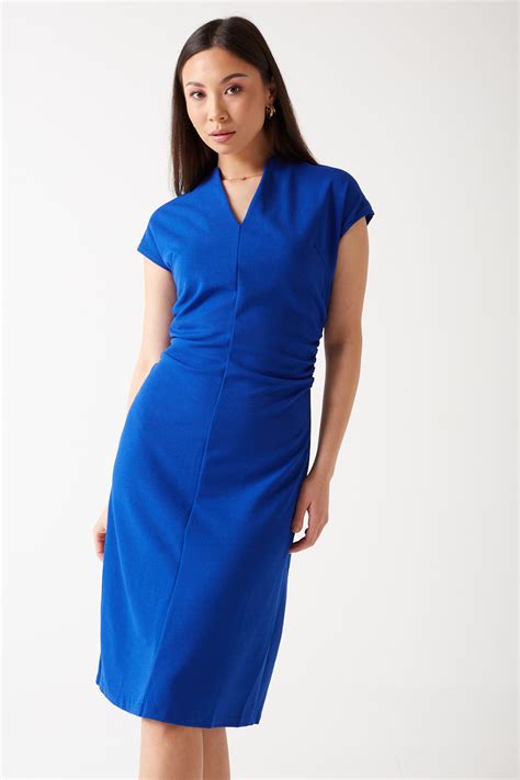marc angelo karina midi dress in royal blue iclothing iclothing