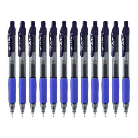 Staples Aura Gel Pens 7mm Blue Ink 12 Pack Dozen New