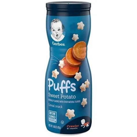 White Gerber Imported Baby Food Baby Snack Puffs Sweet Potato 42g 3