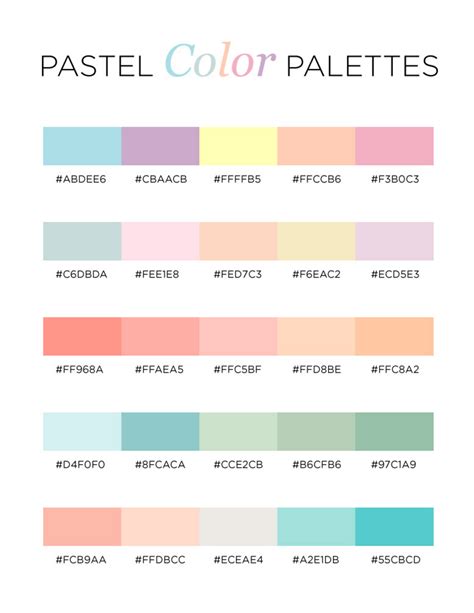 Pastel Color Palettes Pastel Colour Palette Color Palette Design