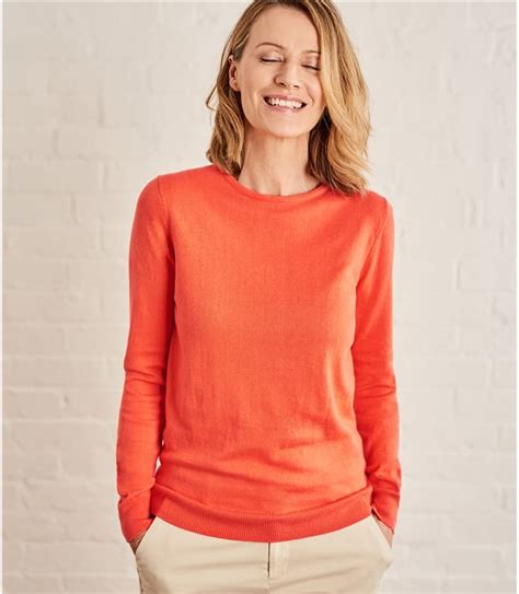 Cantaloupe Womens Cashmere And Cotton Crew Neck Sweater Woolovers Us
