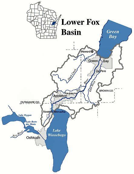 Map Of The Lower Fox River Basin Maps Pinterest
