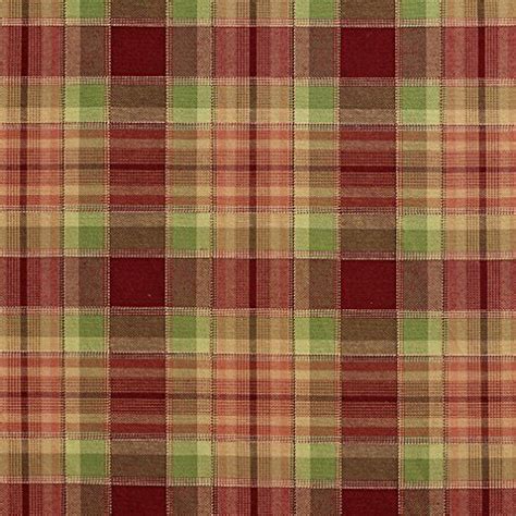 B0020a Burgundy And Green Country Plaid Upholstery Fabric By The Yard