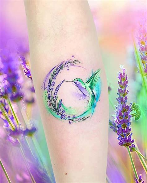 Colored hummingbird tattoo on chest. 47 Breathtaking Watercolor Flower Tattoos | Page 3 of 5 ...