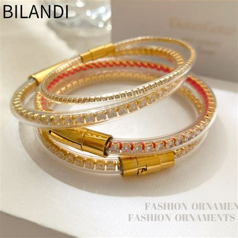 Bilandi Pulsera De Cristal Brillante Para Mujer Joyer A De Moda Tubo De