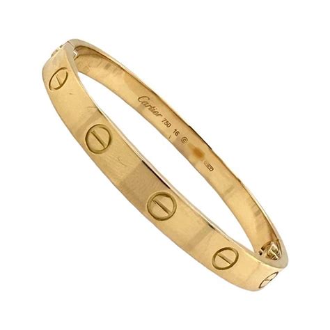 Cartier Love Bracelet 18k Yellow Gold Size 16 Small Model For Sale At