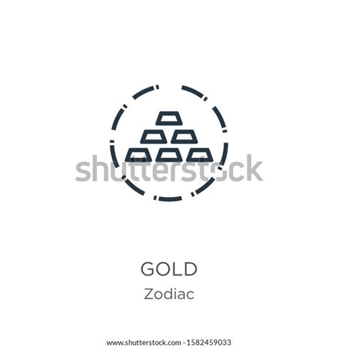 Gold Icon Thin Linear Gold Outline Stock Vector Royalty Free