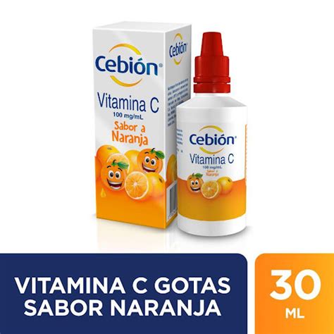 Cebión Vitamina C 100 mg ml P G Gotas Sabor Naranja x 30 ml