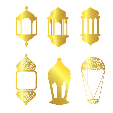 Lentera Emas Ramadhan Golden Latern Set Untuk Vektor Dekoratif Islam