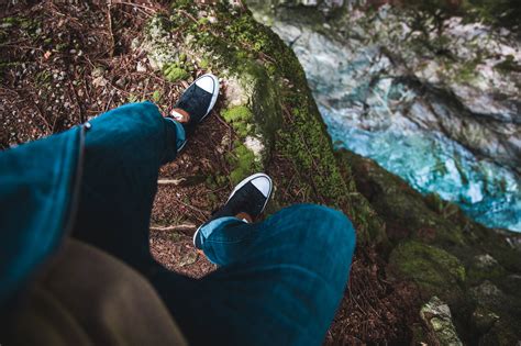Shoes Steep Cliff Royalty Free Stock Photo