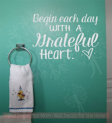Begin Each Day With A Grateful Heart Vinyl Lettering Wall Decals Quotes