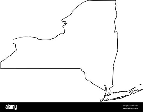 New York State Of Usa Solid Black Outline Map Of Country Area