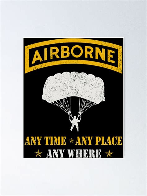 airborne paratrooper veteran anytime anyplace anywhere classic poster for sale by