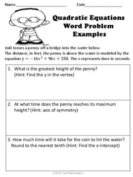 Yes, i know it's tough. Quadratic Equations (Word Problems) by Math Club | TpT