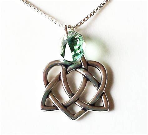 Celtic Sisters Knot Necklace Celtic T Celtic Open Heart And Green