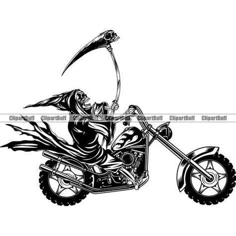 Grim Reaper Skull Motorcycle Motorbike Skeleton Cycle Sickle Etsy