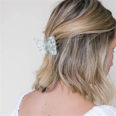 Green Butterfly Claw Clip In 2021 Clip Hairstyles Short Hair