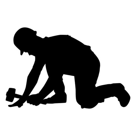 Construction Worker Hammer Kneeling Silhouette Ad Sponsored