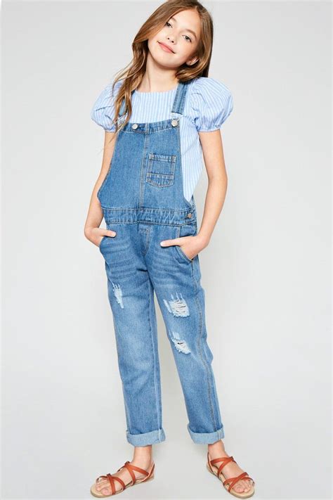 Distressed Denim Overall Girls Fashion Tween Girls Fashion Clothes