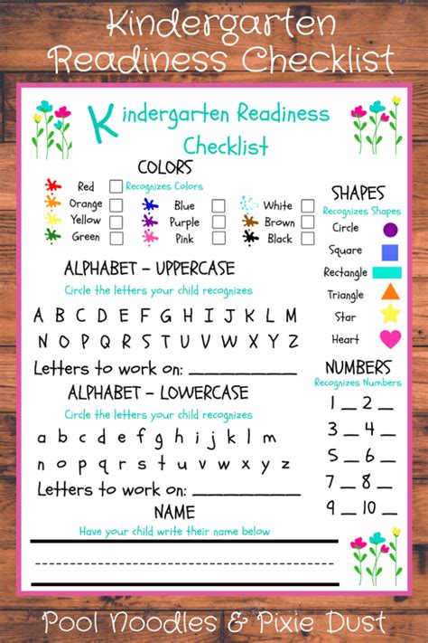 Printable Kindergarten Readiness Checklist First Lets Start By