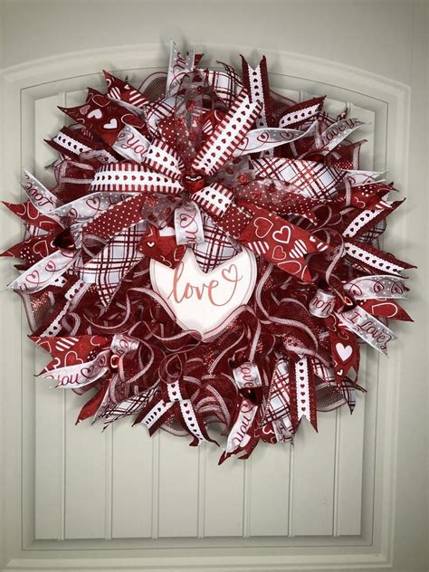 Valentines Day Love Heart Wreath Seasonal Holiday Front Door Etsy In