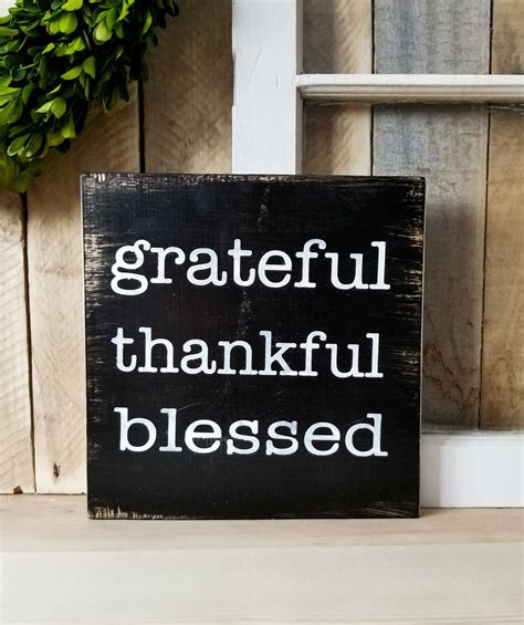 Grateful Thankful Blessed Wooden Sign Wooden Frame Grateful